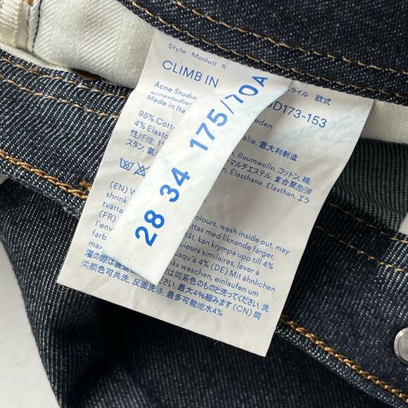 Acne Studios Women Climb Indigo Mid Rise Skinny Fit Jeans Dark Wash Size W34 L28 - Picture 11 of 14
